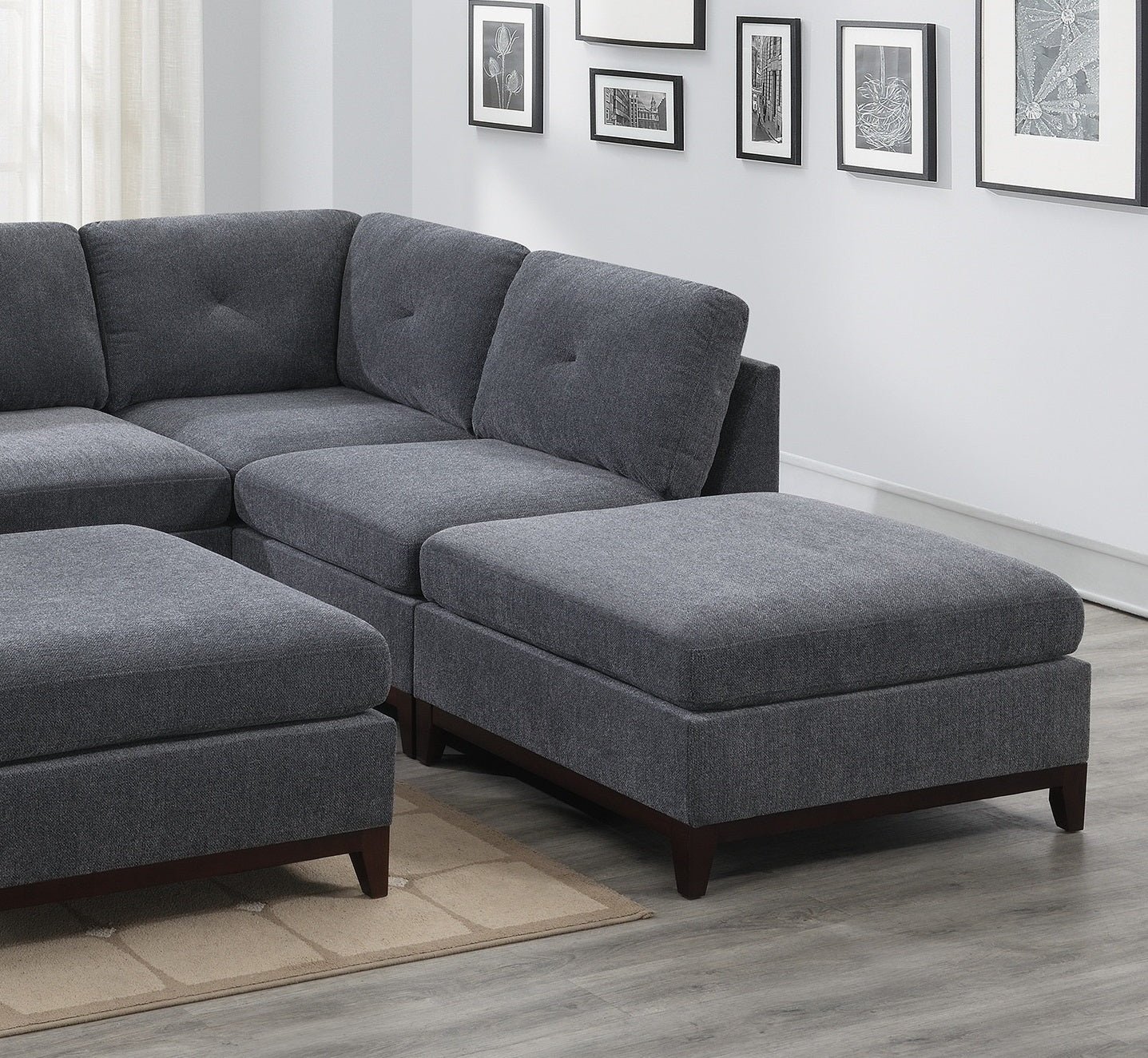 Modular Living Room Furniture Armless Chair Ash Chenille Fabric 1Pc Cushion Armless Chair Couch. Gray Wash Primary Living Space Contemporary,Modern Chenille