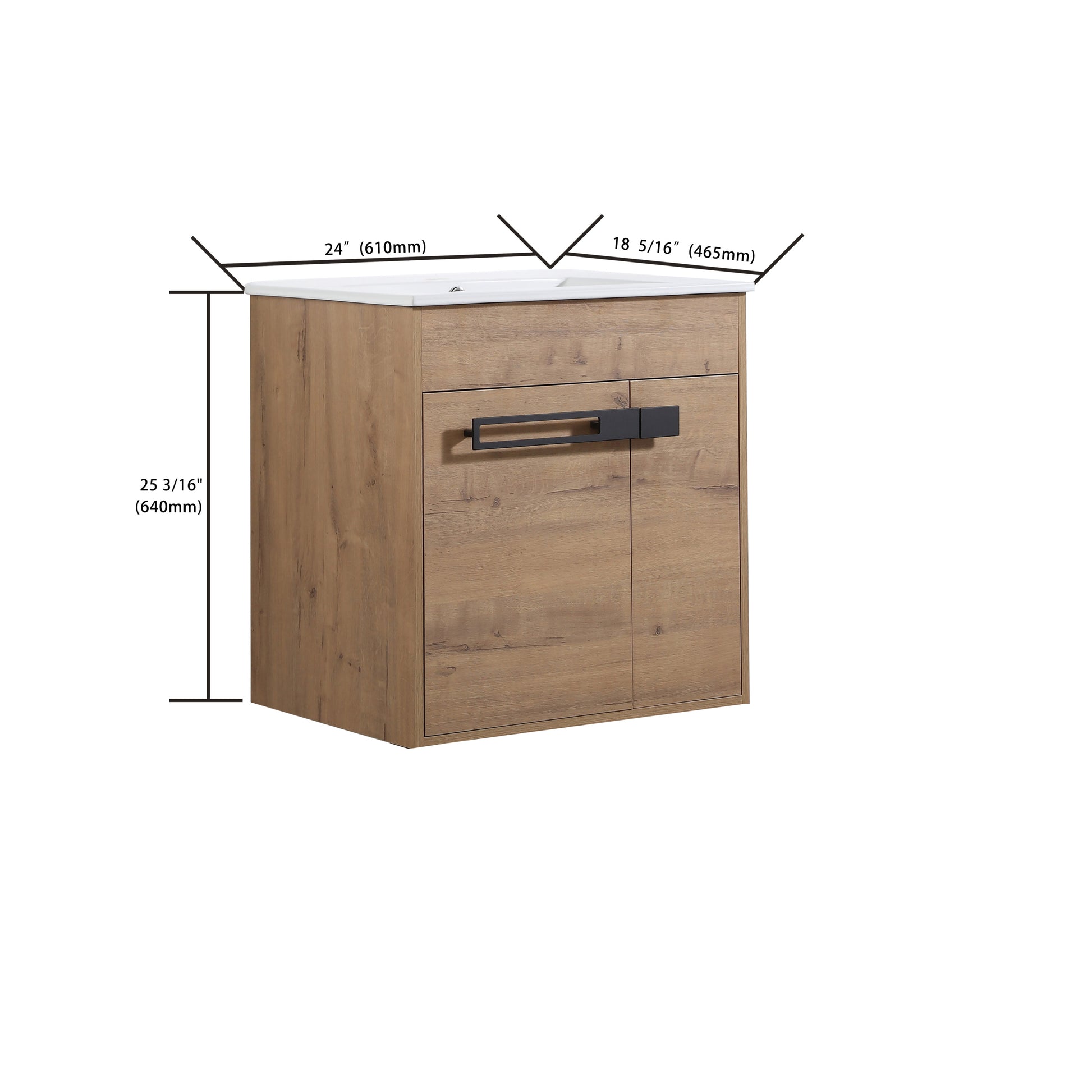 24 Inch Bathroom Vanity With Sink, Freestanding Bathroom Vanity Or Floating Is Optional Conversion24*18 00324Imo 1 Kd Packing Imitative Oak Plywood