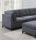 Ash Grey Chenille Fabric Modular Sectional 6Pc Set Living Room Furniture Corner Sectional Couch 3X Corner Wedge 2X Armless Chairs And 1X Ottoman Tufted Back Gun Ash Chenille Wood Primary Living Space Cushion Back Contemporary,Modern Modular Chenille 6