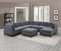 Ash Grey Chenille Fabric Modular Sectional 9Pc Set Living Room Furniture Corner Sectional Couch 3X Corner Wedge 4X Armless Chairs And 2X Ottomans Tufted Back. Gun Ash Chenille Wood Primary Living Space Cushion Back Contemporary,Modern Modular Chenille 9