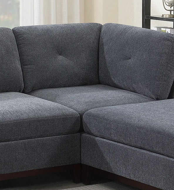 Ash Grey Chenille Fabric Modular Sectional 6Pc Set Living Room Furniture U Sectional Couch 2X Corner Wedge 2X Armless Chairs And 2X Ottomans Tufted Back. Gun Ash Chenille Wood Primary Living Space Cushion Back Contemporary,Modern Modular Chenille 6 Seat