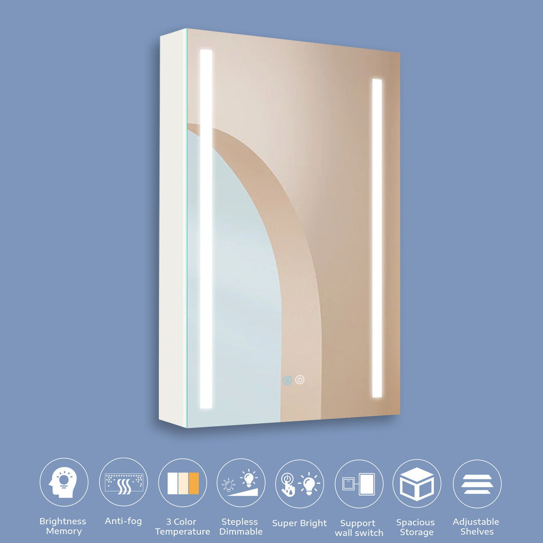 30X20 Inch Led Bathroom Medicine Cabinet Surface Mounted Cabinets With Lighted Mirror White Left Open White Modern Aluminium