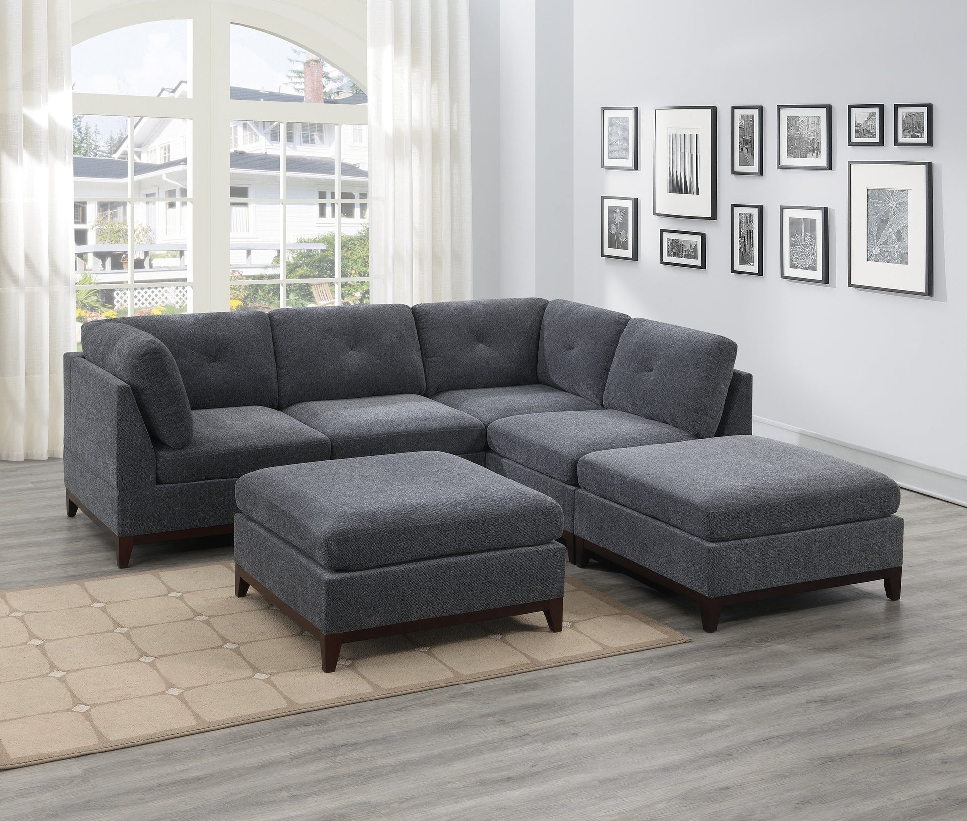 Modular Living Room Furniture Armless Chair Ash Chenille Fabric 1Pc Cushion Armless Chair Couch. Gray Wash Primary Living Space Contemporary,Modern Chenille
