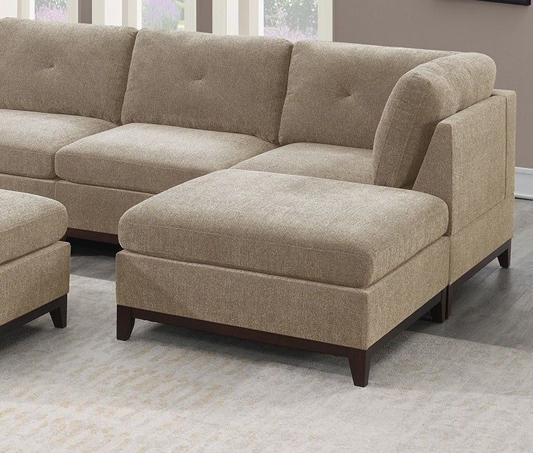 Camel Chenille Fabric Modular Sectional 9Pc Set Living Room Furniture Corner Sectional Couch 3X Corner Wedge 4X Armless Chairs And 2X Ottomans Tufted Back Exposed Wooden Base Camel Chenille Wood Primary Living Space Cushion Back Contemporary,Modern