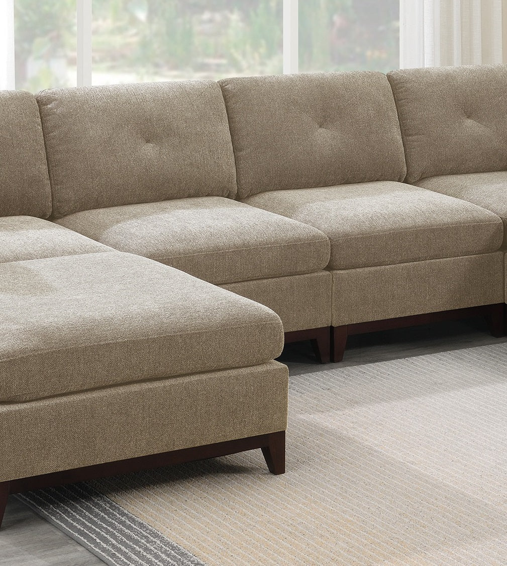 Modular Living Room Furniture Armless Chair Camel Chenille Fabric 1Pc Cushion Armless Chair Couch Exposed Wooden Base Camel Primary Living Space Contemporary,Modern Chenille