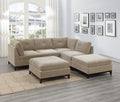 Modular Living Room Furniture Ottoman Camel Chenille Fabric 1Pc Cushion Ottoman Couch Exposed Wooden Base Camel Chenille Primary Living Space Contemporary,Modern Rectangle Chenille