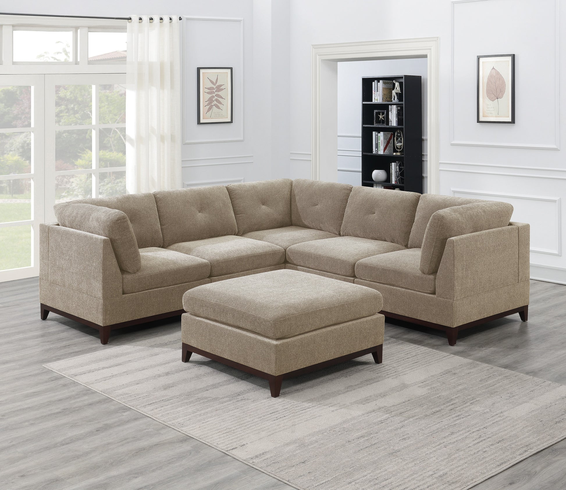 Modular Living Room Furniture Armless Chair Camel Chenille Fabric 1Pc Cushion Armless Chair Couch Exposed Wooden Base Camel Primary Living Space Contemporary,Modern Chenille