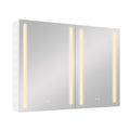 40X30 Inch Led Bathroom Medicine Cabinet Surface Mount Double Door Lighted Medicine Cabinet, Medicine Cabinets For Bathroom With Mirror Defogging, Dimmer White White Modern Aluminium