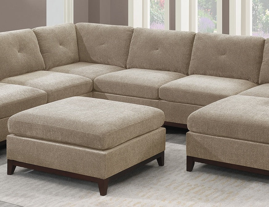 Modular Living Room Furniture Ottoman Camel Chenille Fabric 1Pc Cushion Ottoman Couch Exposed Wooden Base Camel Chenille Primary Living Space Contemporary,Modern Rectangle Chenille
