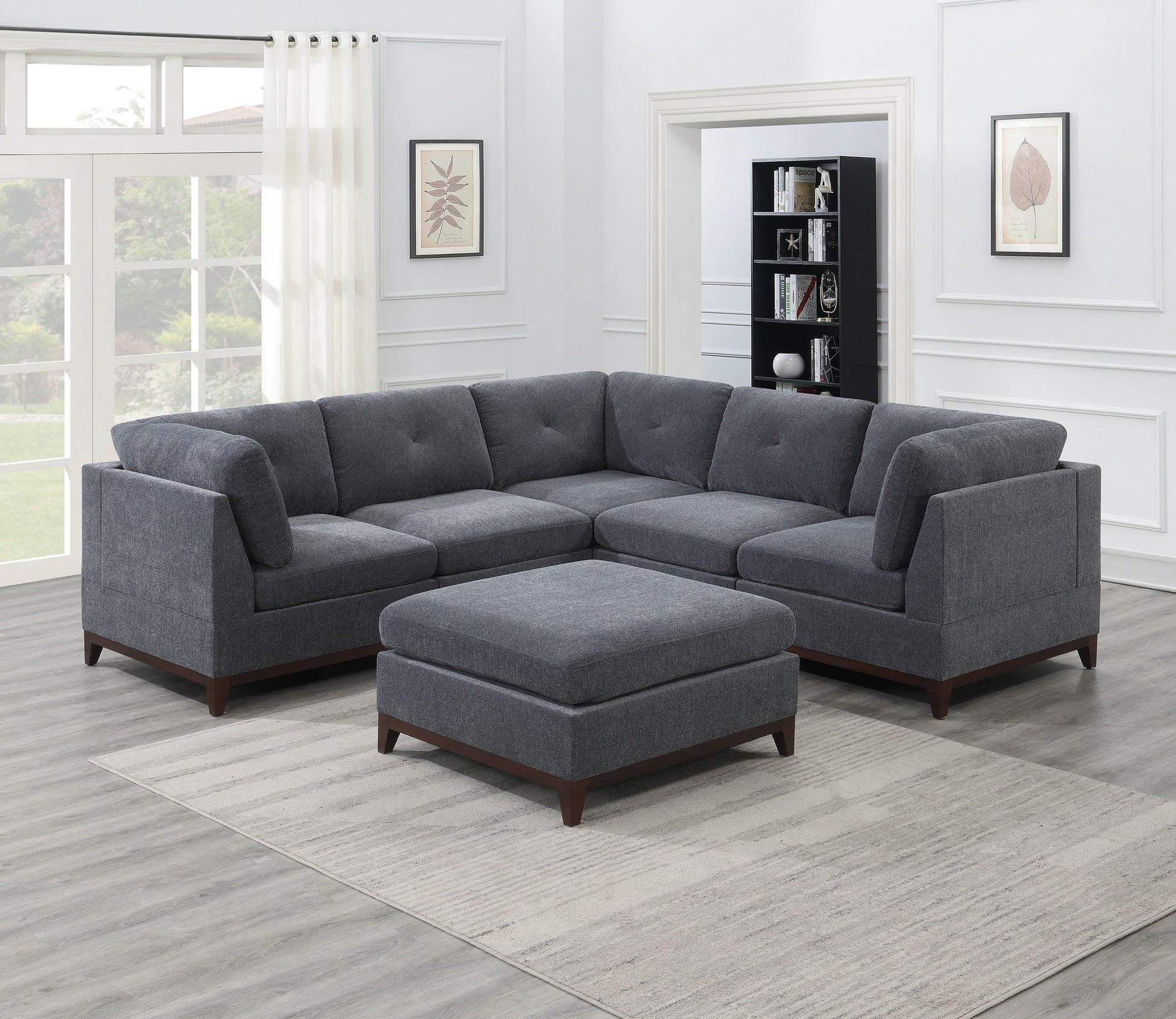 Modular Living Room Furniture Armless Chair Ash Chenille Fabric 1Pc Cushion Armless Chair Couch. Gray Wash Primary Living Space Contemporary,Modern Chenille