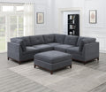 Ash Grey Chenille Fabric Modular Sectional 6Pc Set Living Room Furniture Corner Sectional Couch 3X Corner Wedge 2X Armless Chairs And 1X Ottoman Tufted Back Gun Ash Chenille Wood Primary Living Space Cushion Back Contemporary,Modern Modular Chenille 6