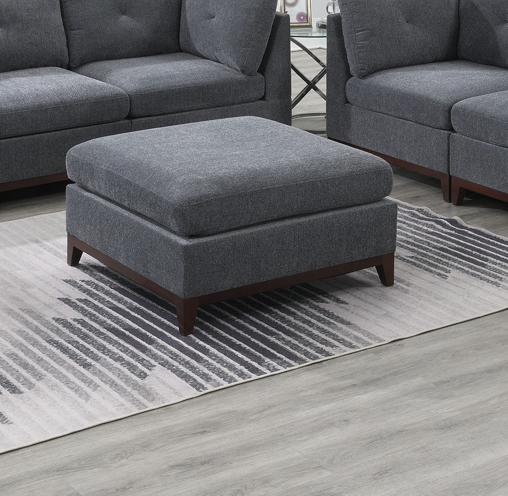 Ash Grey Chenille Fabric Modular Sofa Set 6Pc Set Living Room Furniture Couch Sofa Loveseat 4X Corner Wedge 1X Armless Chair And 1X Ottoman Tufted Back Gun Ash Chenille Wood Primary Living Space Cushion Back Contemporary,Modern Modular Chenille 6 Seat