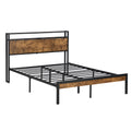 Queen Size Metal Platform Bed Frame With Wooden Headboard And Footboard With Usb Liner, No Box Spring Needed, Large Under Bed Storage, Easy Assemble Queen Black Metal