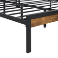 Full Size Metal Platform Bed Frame With Wooden Headboard And Footboard With Usb Liner, No Box Spring Needed, Large Under Bed Storage, Easy Assemble Black Metal