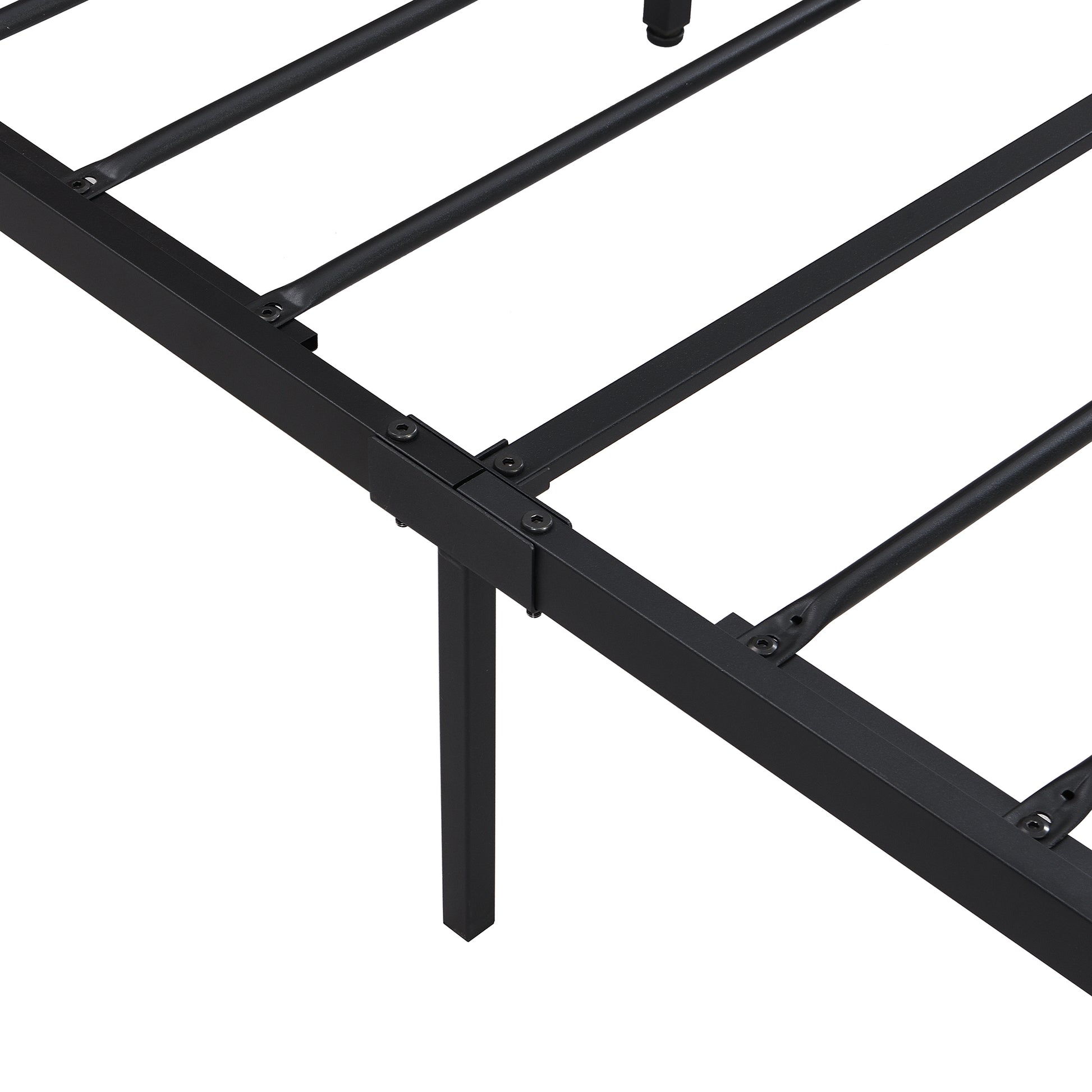 Full Size Metal Platform Bed Frame With Wooden Headboard And Footboard With Usb Liner, No Box Spring Needed, Large Under Bed Storage, Easy Assemble Black Metal