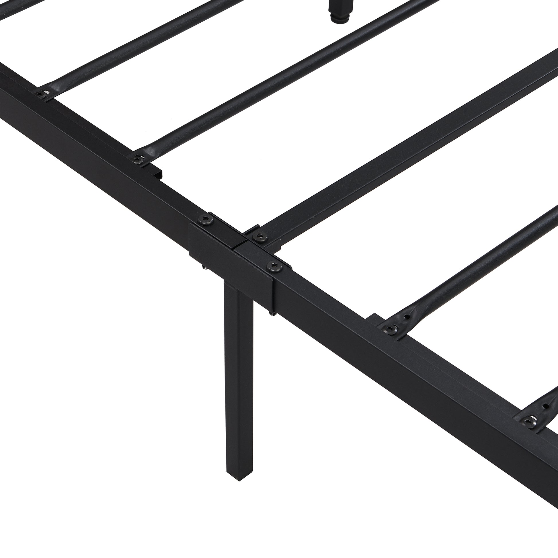 Queen Size Metal Platform Bed Frame With Wooden Headboard And Footboard With Usb Liner, No Box Spring Needed, Large Under Bed Storage, Easy Assemble Queen Black Metal