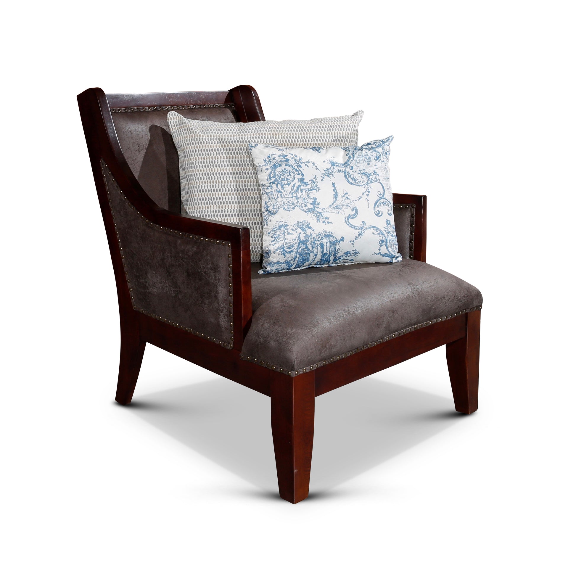 Leather Accent Chair Gray Bonded Leather