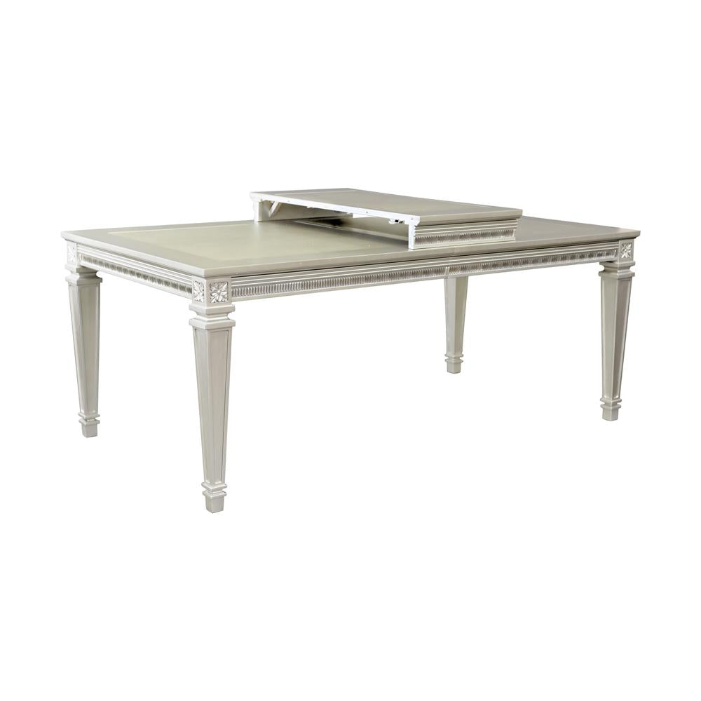Silver Finish 7Pc Dining Set Table W Leaf 2X Armchairs 4X Side Chairs Modern Glam Style Crystal Tufted Chairs Upholstered Seat Wooden Dining Room Furniture Silver Seats 6 Dining Room Extendable Glam,Modern Rectangular Dining Table With Chair Wood