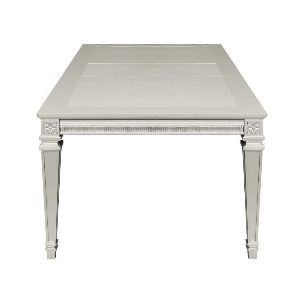 Silver Finish 7Pc Dining Set Table W Leaf 2X Armchairs 4X Side Chairs Modern Glam Style Crystal Tufted Chairs Upholstered Seat Wooden Dining Room Furniture Silver Seats 6 Dining Room Extendable Glam,Modern Rectangular Dining Table With Chair Wood