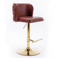 Swivel Barstools Adjusatble Seat Height, Modern Pu Upholstered Bar Stools With The Whole Back Tufted, For Home Pub And Kitchen Island Wine Red, Burdy, Set Of 2 Burgundy Foam Pu Leather