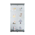 Two Door Glass Display Cabinet 4 Shelves With Door, Floor Standing Curio Bookshelf For Living Room Bedroom Office, 64.7