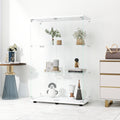 Two Door Glass Display Cabinet 3 Shelves With Door, Floor Standing Curio Bookshelf For Living Room Bedroom Office, 49.3