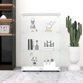 Two Door Glass Display Cabinet 3 Shelves With Door, Floor Standing Curio Bookshelf For Living Room Bedroom Office, 49.3