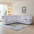 Le151 Manual Reclining Sectional White W Led Strip White Color White Technical Leather