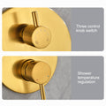 Shower System With Shower Head, Hand Shower, Slide Bar, Bodysprays, Shower Arm, Hose, Valve Trim, And Lever Handles Gold Brass