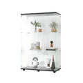 Two Door Glass Display Cabinet 3 Shelves With Door, Floor Standing Curio Bookshelf For Living Room Bedroom Office, 49.3