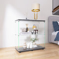 Two Door Glass Display Cabinet 2 Shelves With Door, Floor Standing Curio Bookshelf For Living Room Bedroom Office, 33.35