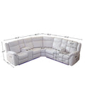 Le151 Manual Reclining Sectional White W Led Strip White Color White Technical Leather