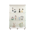 Two Door Glass Display Cabinet 3 Shelves With Door, Floor Standing Curio Bookshelf For Living Room Bedroom Office, 49.3