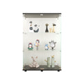 Two Door Glass Display Cabinet 3 Shelves With Door, Floor Standing Curio Bookshelf For Living Room Bedroom Office, 49.3