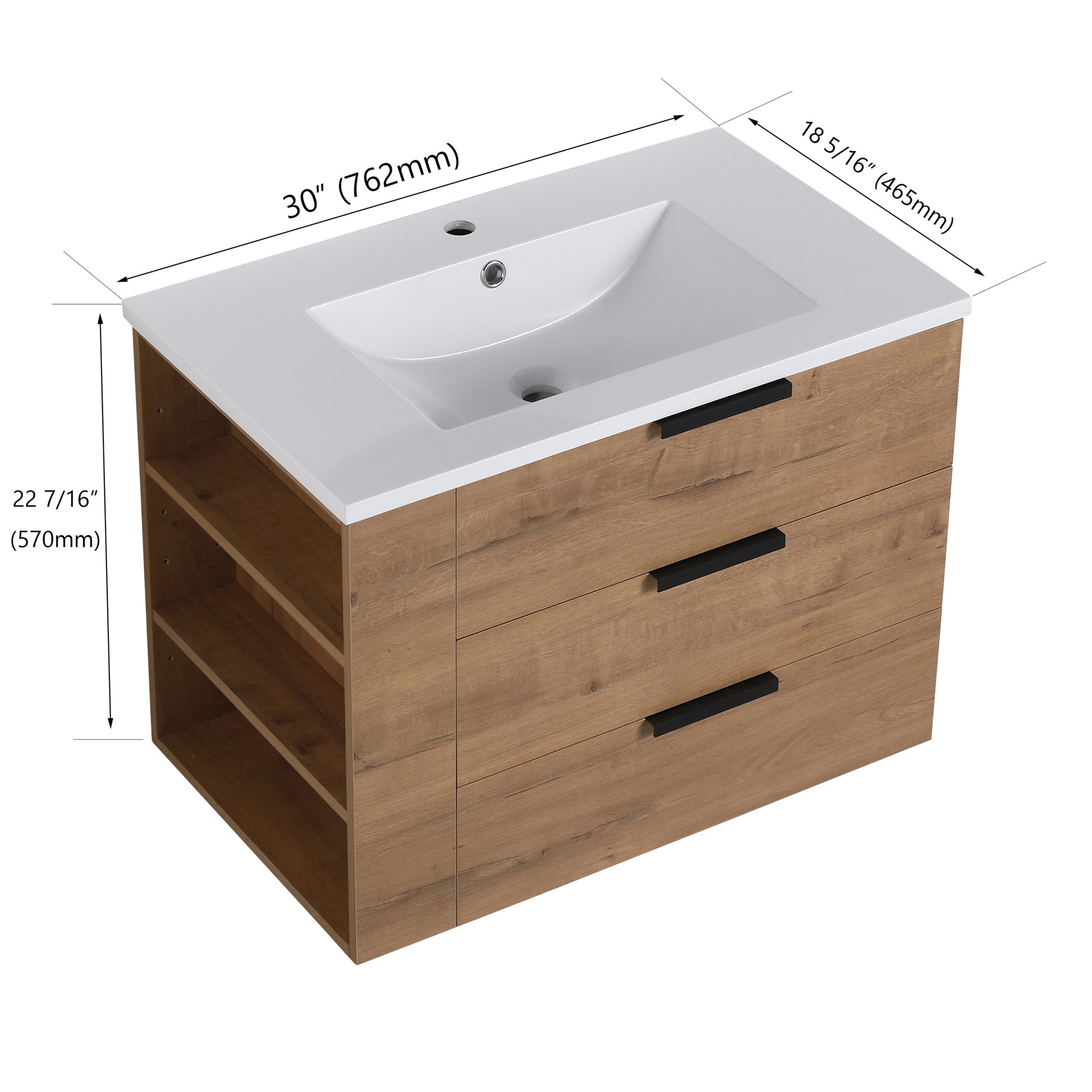 30 Inch Bathroom Vanity With Top G Bvb01430Limo Grb3020Mowh 3 Imitative Oak Plywood