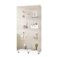 Two Door Glass Display Cabinet 4 Shelves With Door, Floor Standing Curio Bookshelf For Living Room Bedroom Office, 64.7