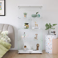 Two Door Glass Display Cabinet 4 Shelves With Door, Floor Standing Curio Bookshelf For Living Room Bedroom Office, 64.7