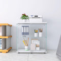 Two Door Glass Display Cabinet 2 Shelves With Door, Floor Standing Curio Bookshelf For Living Room Bedroom Office, 33.35