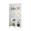 Two Door Glass Display Cabinet 4 Shelves With Door, Floor Standing Curio Bookshelf For Living Room Bedroom Office, 64.7