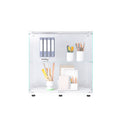 Two Door Glass Display Cabinet 2 Shelves With Door, Floor Standing Curio Bookshelf For Living Room Bedroom Office, 33.35