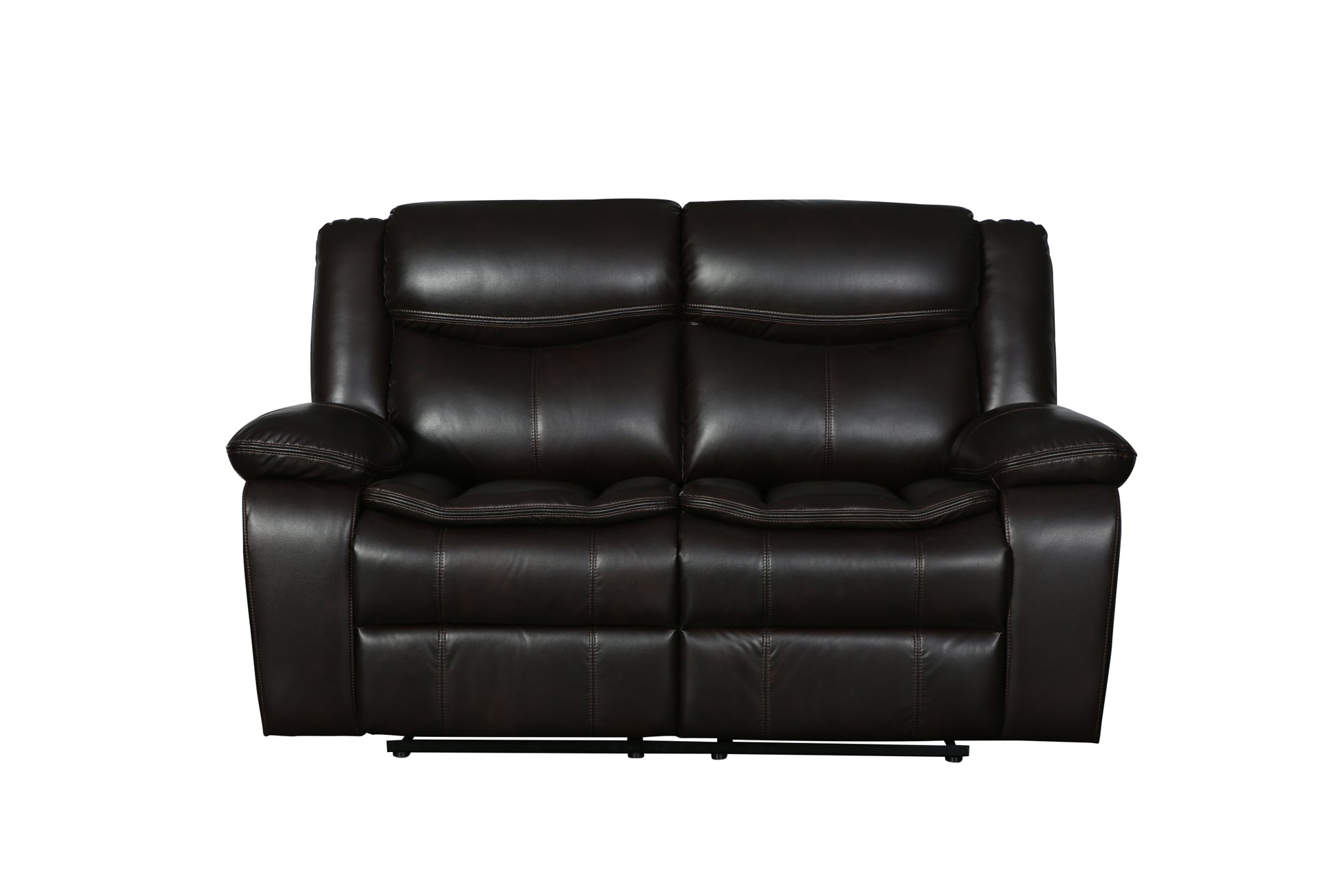 Transitional Leather Air Reclining Loveseat Brown Foam Leather