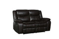 Transitional Leather Air Reclining Loveseat Brown Foam Leather