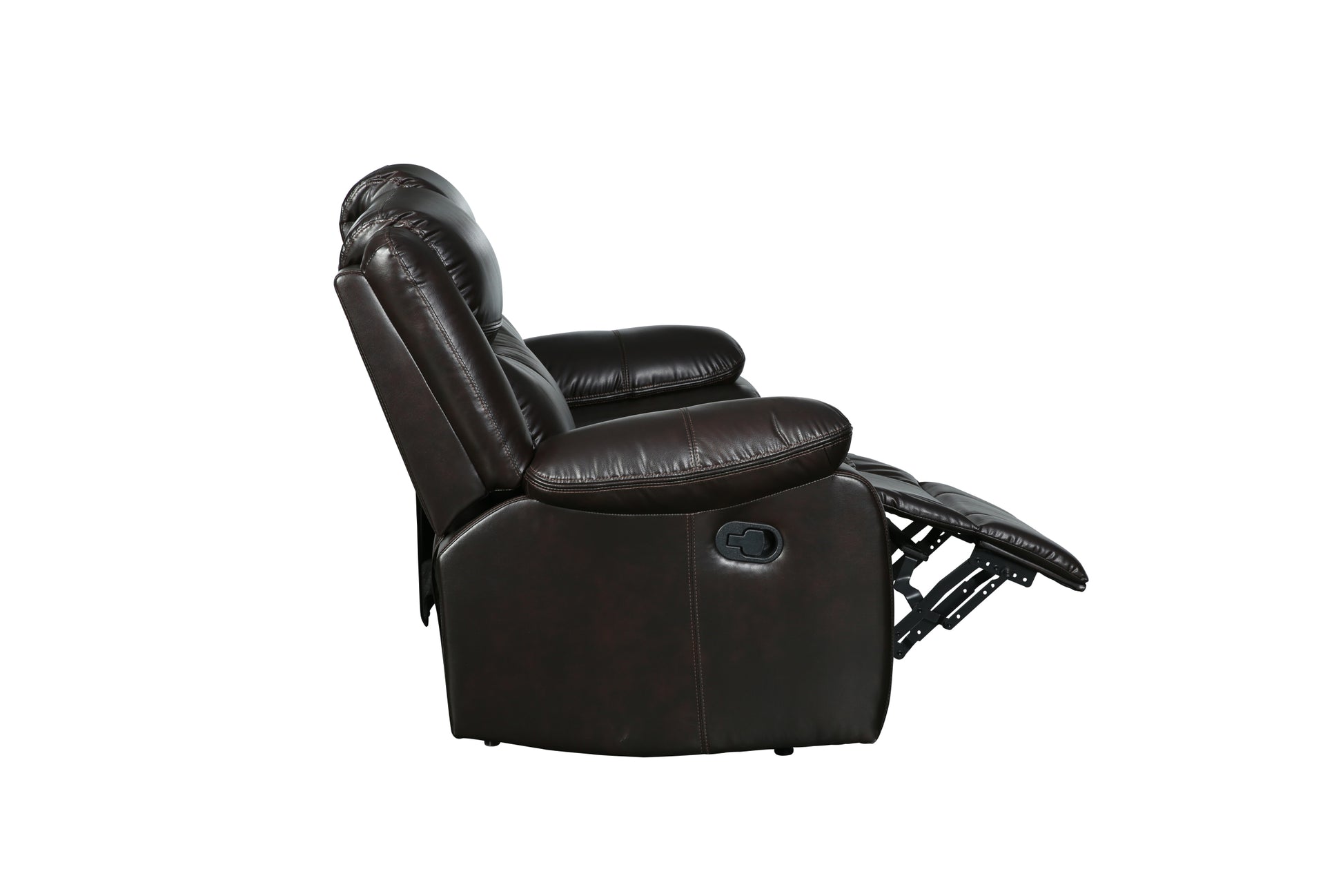 Transitional Leather Air Reclining Loveseat Brown Foam Leather