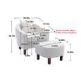 Coolmore Accent Chair With Ottoman, Mid Century Modern Barrel Chair Upholstered Club Tub Round Arms Chair For Living Room Beige Linen