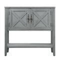 35''Farmhouse Wood Buffet Sideboard Console Table With Bottom Shelf And 2 Door Cabinet, For Living Room, Entryway,Kitchen Dining Room Furniture Antique Gray Antique Gray Pine