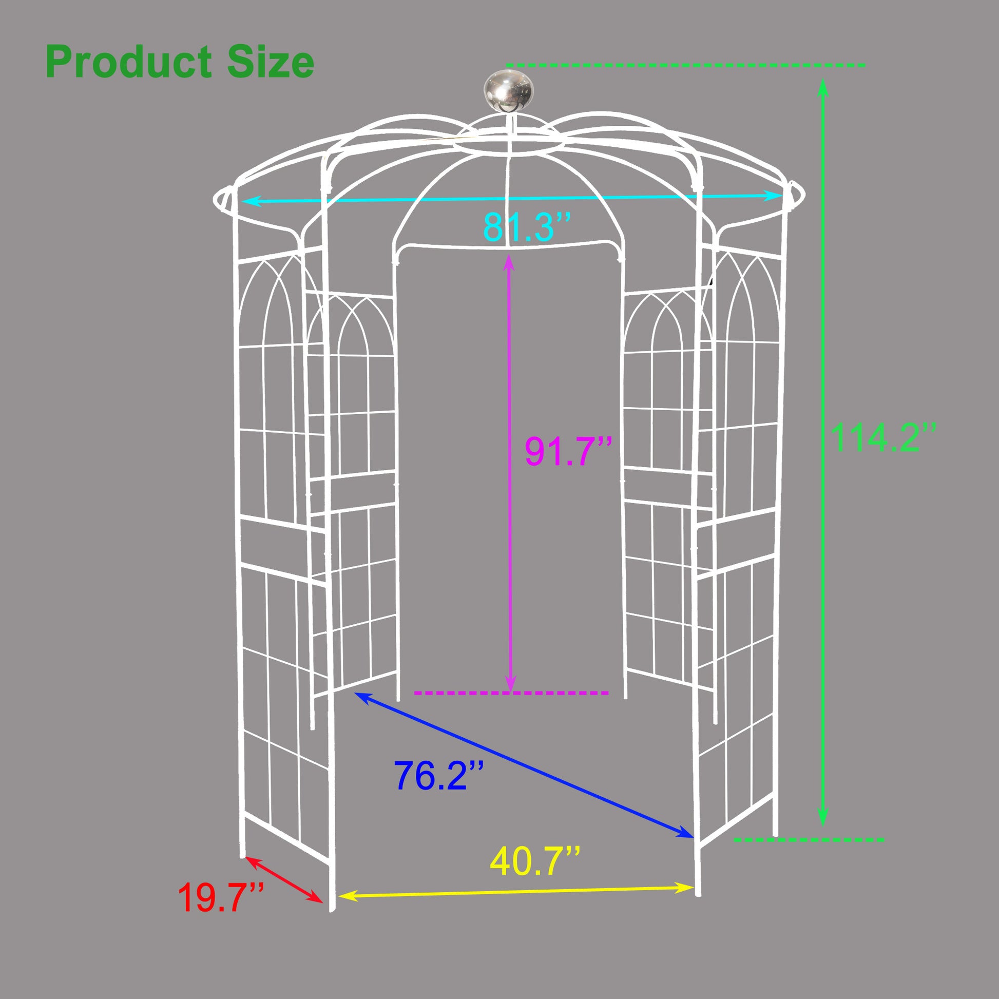 Metal Garden Arch Iron Garden Arbors Gazebo Dia 81.3'' X 114.2'' High Birdcage Shape Pergola Pavilion For Wedding Ceremony Cream White Cream White Iron