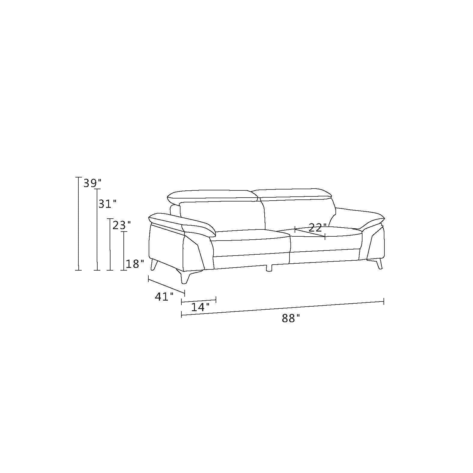 Top Grain Italian Leather Loveseat White Foam Leather