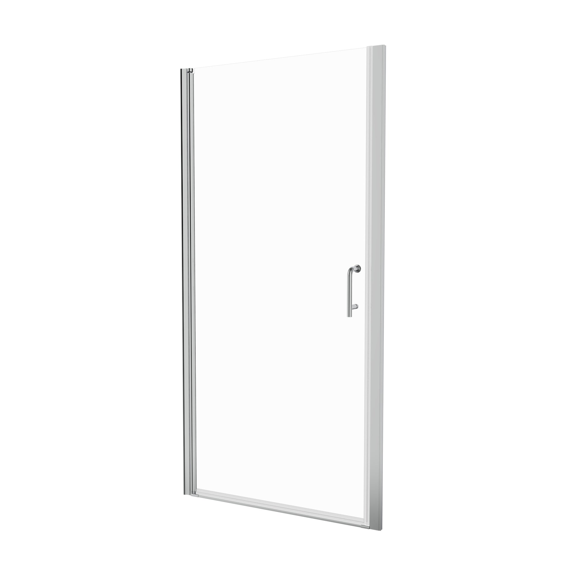 36 In. To 37 3 8 In. X 72 In Semi Frameless Pivot Shower Door In Chrome With Clear Glass Chrome Glass