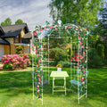 Metal Garden Arch Iron Garden Arbors Gazebo Dia 81.3'' X 114.2'' High Birdcage Shape Pergola Pavilion For Wedding Ceremony Cream White Cream White Iron