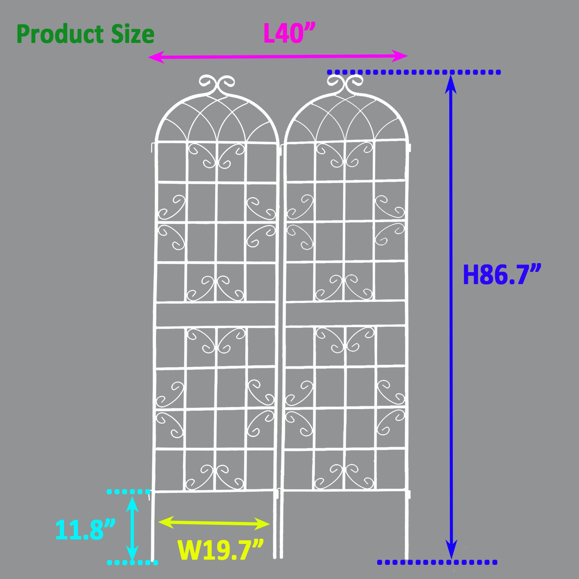 2 Pack Metal Garden Trellis 86.7" X 19.7" Rustproof Trellis For Climbing Plants Outdoor Flower Support Cream White Cream White Iron